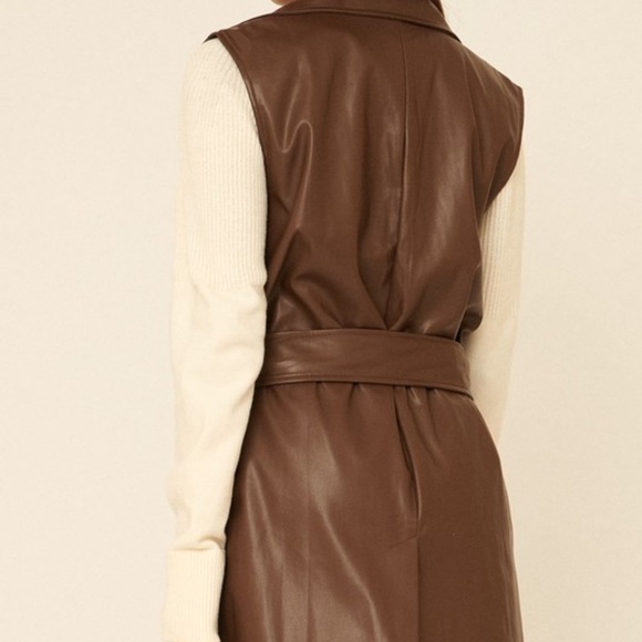 Brown vegan leather vest - Picture 5 of 6